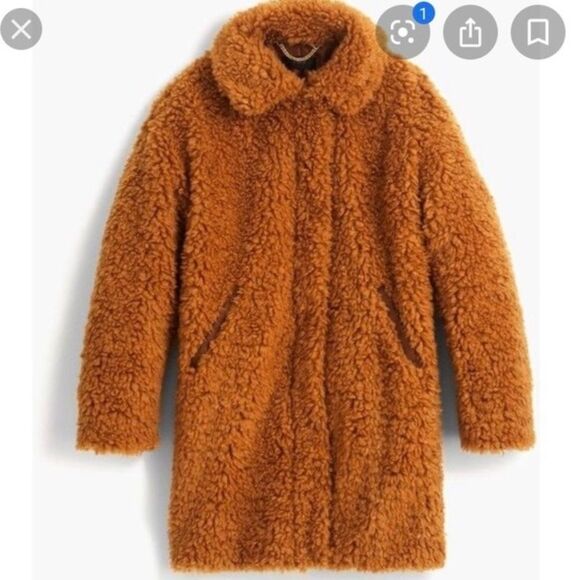 NWOT! J.Crew The Textured Teddy Coat - Caramel (Tan) | Size XXS - Picture 1 of 12